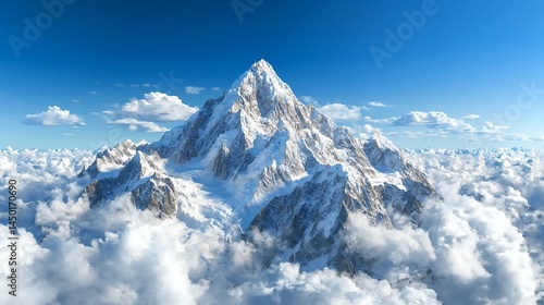 Snow Capped Mountain Peak Above Cloudscape