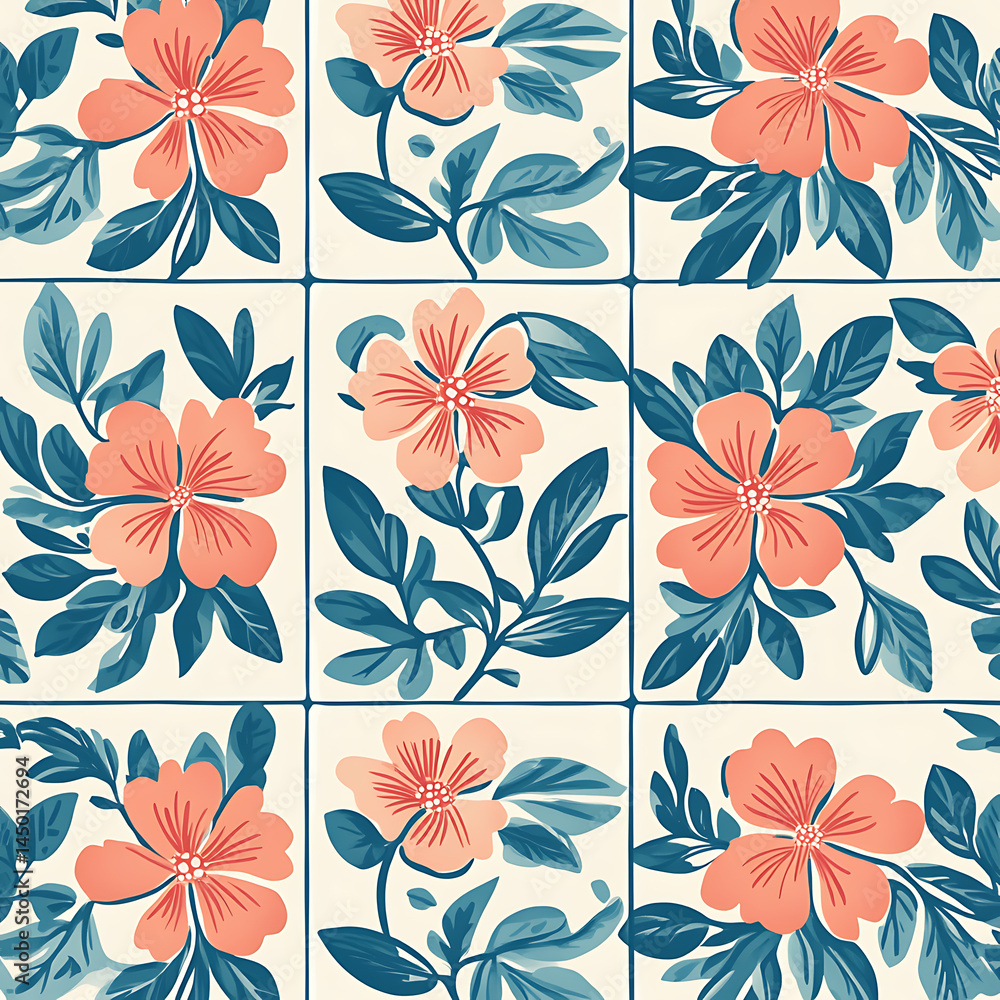 Seamless tile patterns combining cultural, modern, and botanical inspirations for commercial vector. Seamless tile patterns combining cultural, modern, and botanical inspirations for commercial vector.