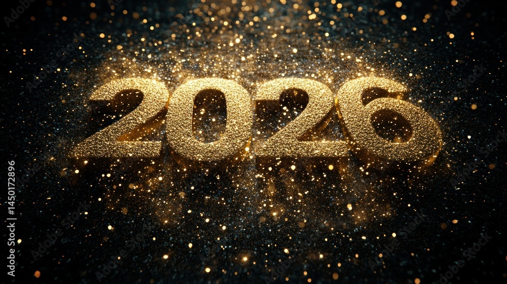 Fototapeta premium Golden 2026 New Year's celebration