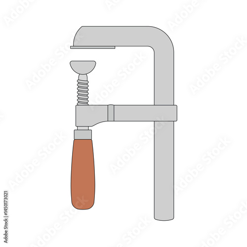 kids drawing Vector illustration Vintage C-Clamp flat cartoon isolated