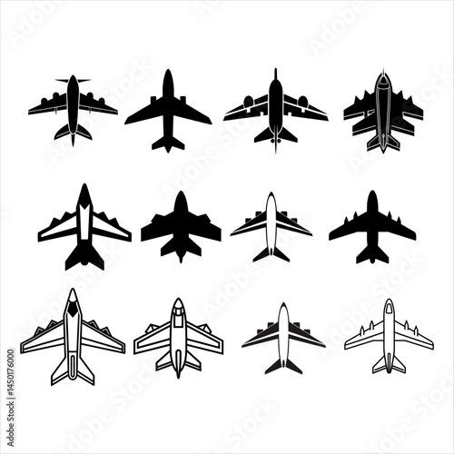 Collection of Airplane Silhouettes in Different Models