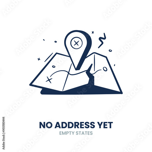 Map, location not found, no address, address missing, location unknown, not found, no location, invalid address, empty address, unknown place. Vector Illustration