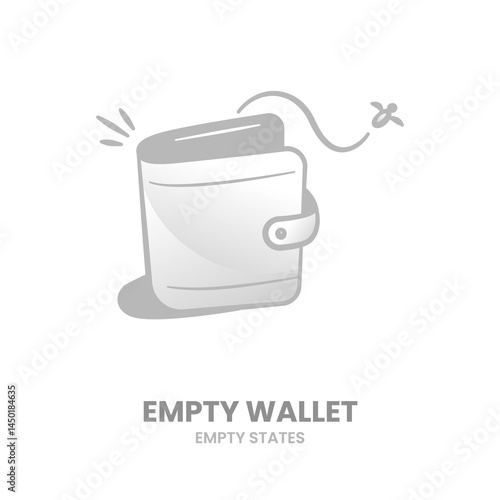 Empty wallet, wallet, money, empty purse, lost money, poor finance, wallet void, money gone. Vector Illustration