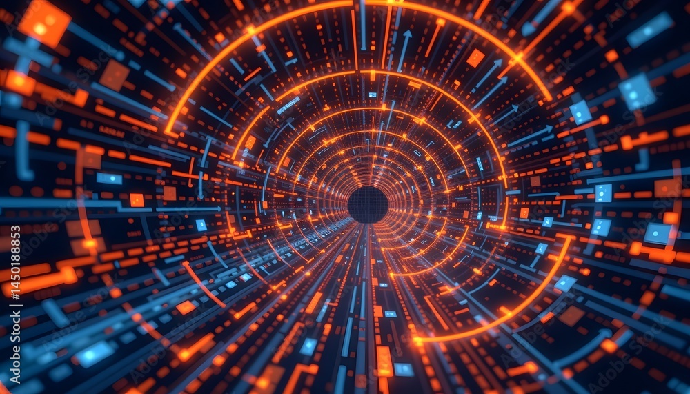 Fototapeta premium vpn tunnel visualized in clean minimal 3d space