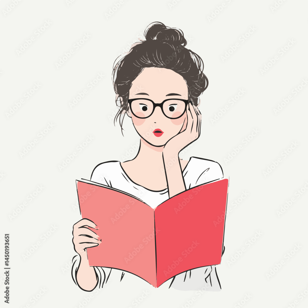 Surprised girl reading book vector illustration
Surprised girl reading book vector illustration
