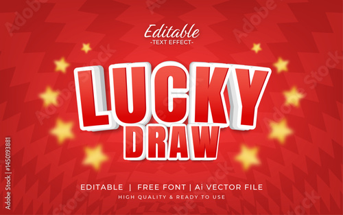 Lucky draw 3d editable vector text effect. red background