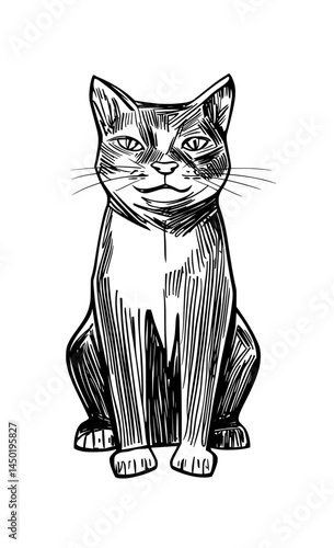 The black panther is depicted in a refined seated position, highlighting its slender physique