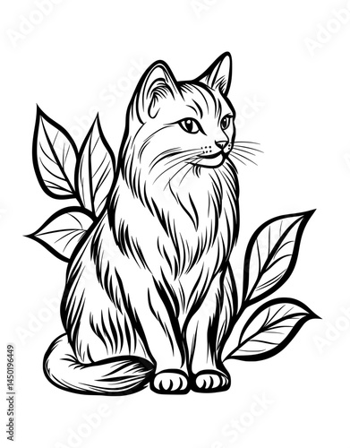 As it sits, the cat's silhouette presents a sleek image, emphasizing its elegant appearance and attributes