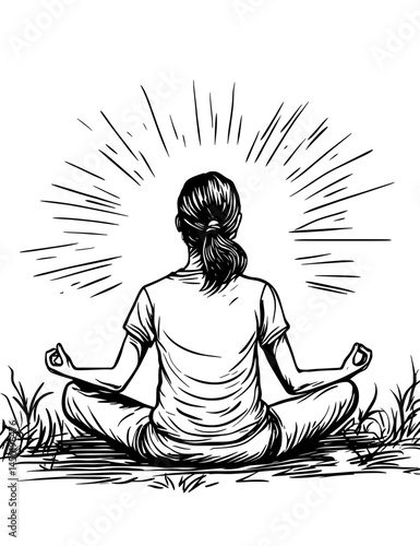 The silhouette depicts an individual in a peaceful pose, fostering relaxation and a mindful state