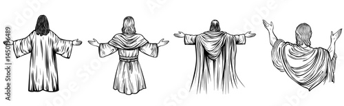 A spooky outline of a phantom shape with arms outstretched, ideal for Halloween decorations