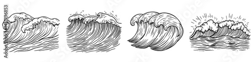 Ocean waves crash in solitude, embodying an abstract symbol of the sea, set against a backdrop of a modern, turbulent stream