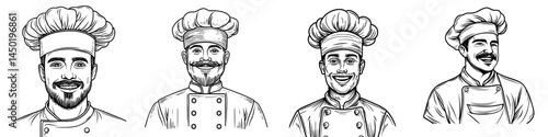 A modern male chef from China or Korea is depicted as a solitary kitchen worker, baker, or waiter