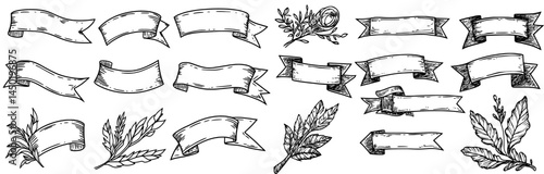 The modern set consists of red silk labels, blank discount price tags, textile bookmarks, web ribbons banners, promotion closeout stickers, and curved tape, all related to sale and price, badge and