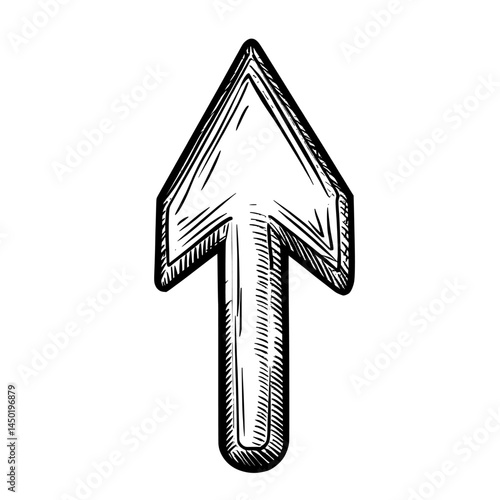 Isolated download symbol, a blue arrow pointing down, serves as a modern direction pointer and way indicator