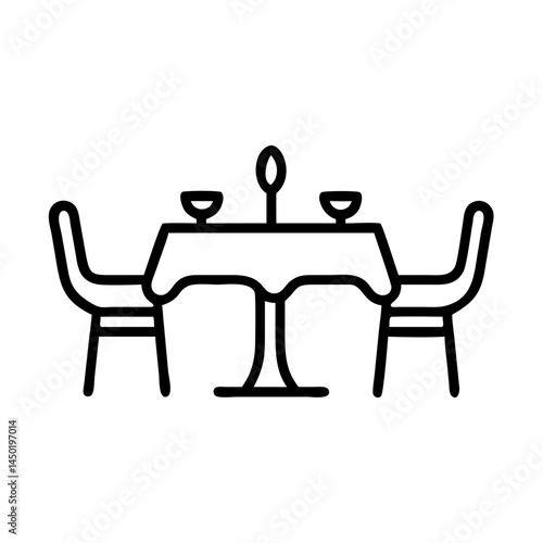 Thanksgiving dinner table icon in minimalistic style  
