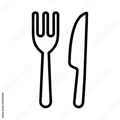 Thanksgiving dinner fork and knife icon in vector style  