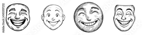 A toothed grinning emoji represents an isolated wicked smiley emotion, symbolizing a modern toothed maniac psychopath emoticon