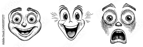 The modern funny emoji depicts a cartoon face with slanted eyes and a tight smile, showcasing a crazy facial expression that represents feelings of confusion or strain on a clean white background