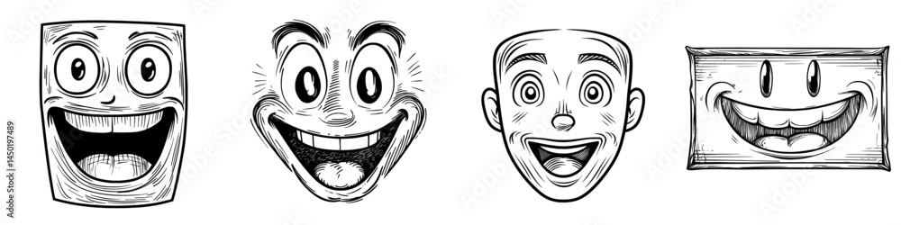 A modern cartoon face icon, characterized by a happy emoji and a laughing facial expression, complete with a toothy mouth and merry eyes, set against a white background to convey positive feelings A modern cartoon face icon, characterized by a happy emoji and a laughing facial expression, complete with a toothy mouth and merry eyes, set against a white background to convey positive feelings