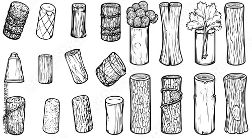 Bottles are often sealed with corks and wine stoppers, which are available as modern realistic 3D objects, including those for champagne and cognac with natural and synthetic cork wood texture