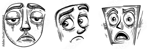 The facial expression of a surprised cartoon character is represented by a funny emoji with its mouth agape and eyes wide with wonder, isolated on a plain white background to emphasize its astonished