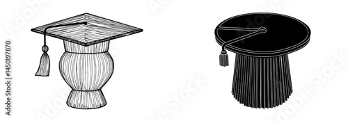 Graduation is symbolized by a realistic isolated modern university or student academic cap, which is a graduate cap hat accompanied by a tassel
