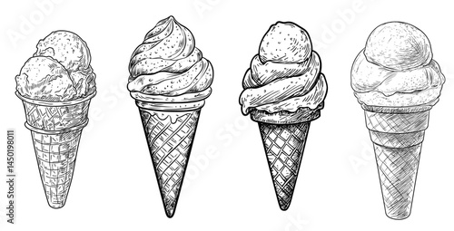 A refreshing dessert, ice cream is isolated in a wafer cone