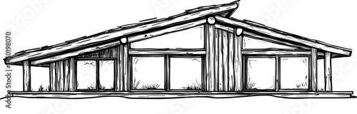 The suburban area features an isolated cottage house amidst the trees