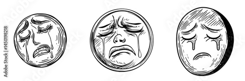 The cartoon face embodies a modern emotion of disgust, characterized by closed eyes, a sour taste, and an expression of aversion, symbolized by a funny emoji or a naughty and disgusting emoji on a
