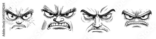 A modern cartoon face emoji with a suspicious expression, characterized by squinted eyes, a sullen demeanor, and a closed mouth with downward curved corners, conveys a sense of doubt and isolated