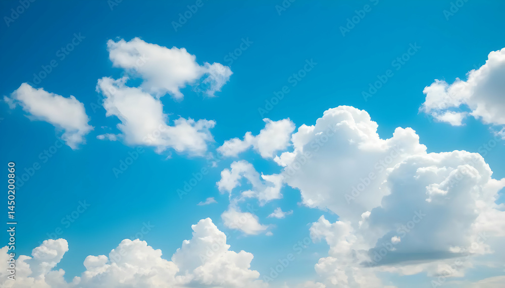 Fluffy White Clouds Against A Bright Blue Sky On A Sunny Day Fluffy White Clouds Against A Bright Blue Sky On A Sunny Day