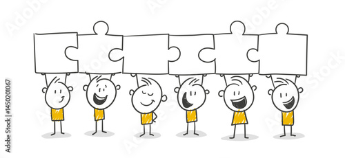 Strichfiguren / Strichmännchen / Stick Figures: Puzzle, Teamwork, Team. (Nr. 838)
