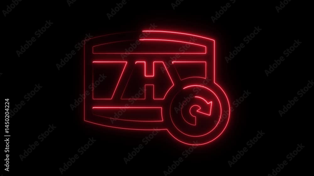 Neon Database Refresh Icon Animation Glowing Red On Black Background Minimalist Style Smooth Loop Tech Symbol