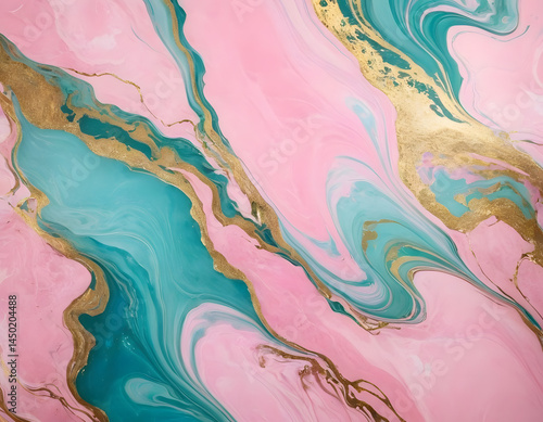 Wallpaper Mural Abstract pink and blue marble liquid texture with gold splashes, luxury marble background with copy space. abstract pink. Golden and blue  background with text space Torontodigital.ca