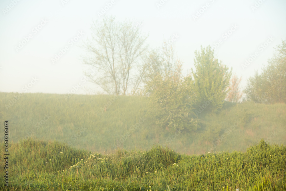Beautiful landscape with the Raut River in the Republic of Moldova. rural nature in Eastern Europe.