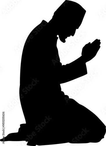 Inspiring Praying Silhouette Vector Illustration – Emblem of Spiritual Worship, Devotion, and Inner Faith for Meditation, Religious Art, and Contemporary Spiritual Expression