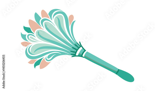 Ornate decorative feather duster cleaning tool illustration