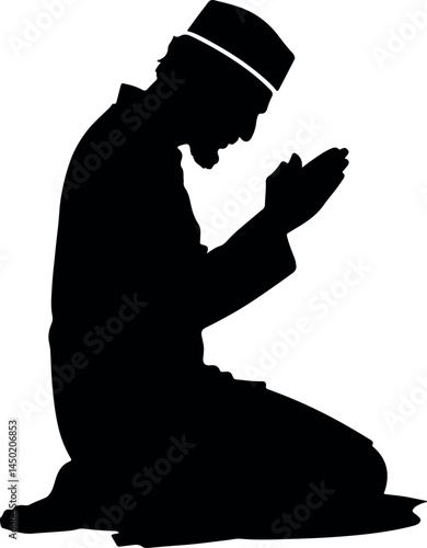 Inspiring Praying Silhouette Vector Illustration – Emblem of Spiritual Worship, Devotion, and Inner Faith for Meditation, Religious Art, and Contemporary Spiritual Expression