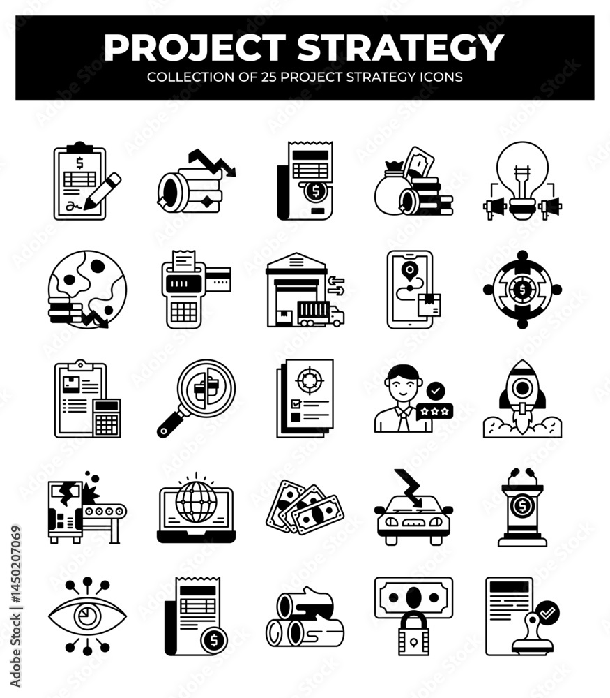 Project Strategy Icons: 25 Essential Icons for Business Planning Project Strategy Icons: 25 Essential Icons for Business Planning
