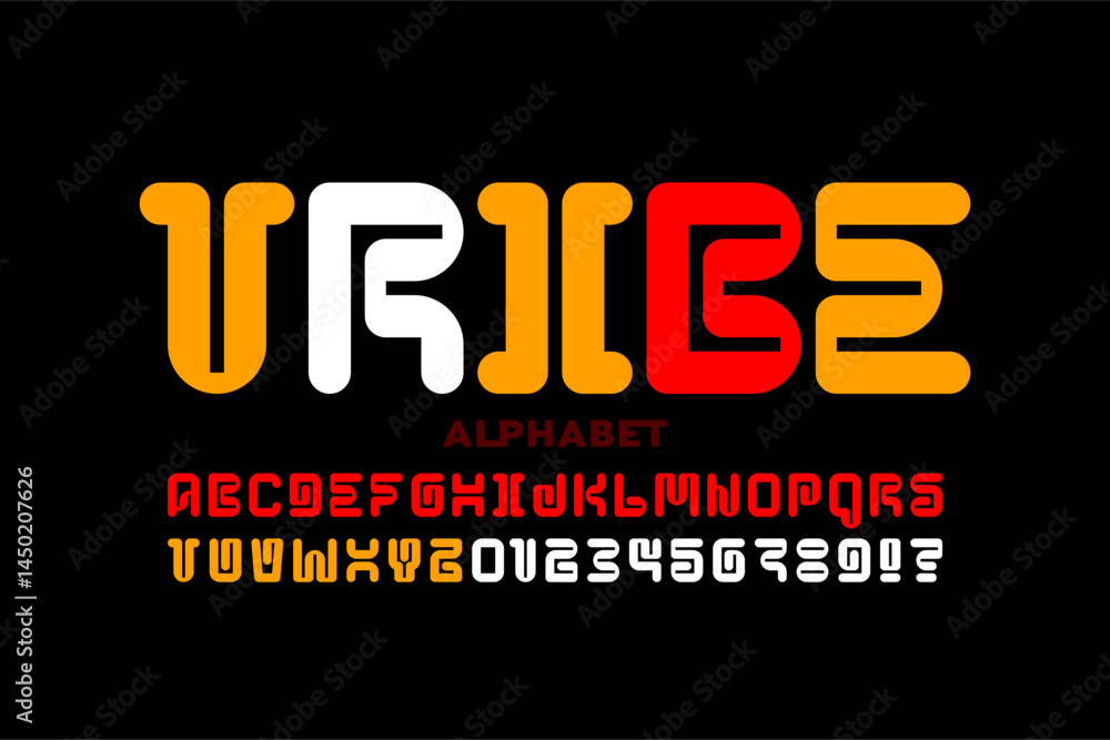 Tibal style font, alphabet letters and numbers vector illustration