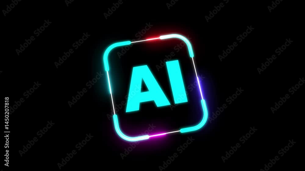 3d neon glowing AI Learning and Artificial Intelligence Concept. Business, modern technology, internet and networking concept. 3d neon glowing AI Learning and Artificial Intelligence Concept. Business, modern technology, internet and networking concept.