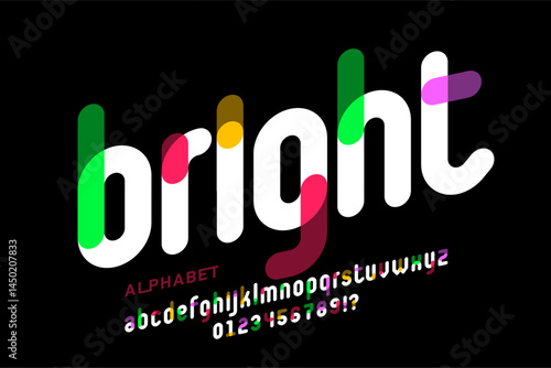 Obraz na płótnie Bright. Modern lower case style font, alphabet letters and numbers vector illustration w salonie