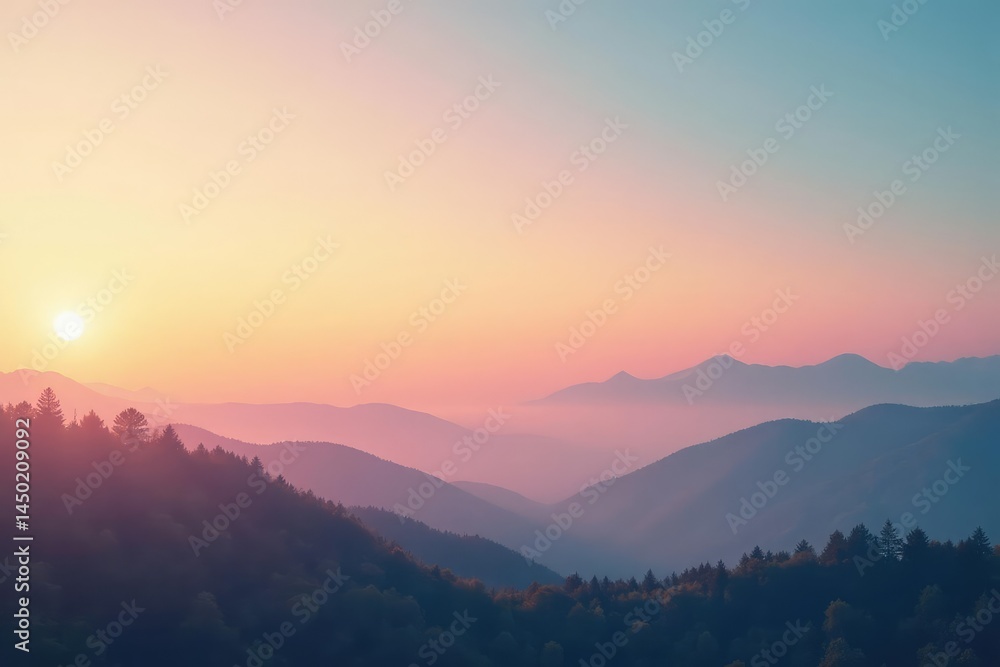 Obraz premium Subtle gradient sky blends seamlessly with hazy landscape, ethereal, gradient, water