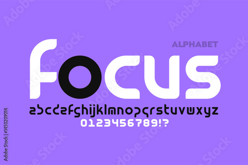 Obraz na płótnie Focus. Lower case modern font design, alphabet letters and numbers vector illustration w salonie