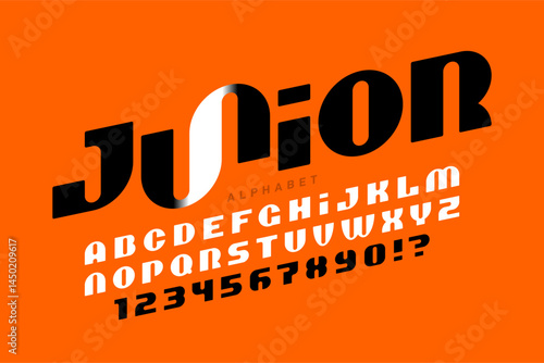 Obraz na płótnie Junior. Modern style font, alphabet letters and numbers vector illustration w salonie