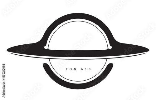 Vector minimalist logo with black hole or planet with rings on the theme of space, astronomy, astrophysics and universe. No aI used