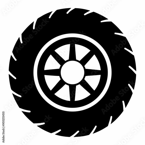 car wheel vector illustration Vector icon illustration silhouette Graphics design image white background
