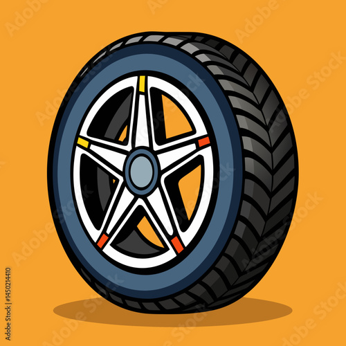 wheel of car Vector icon illustration silhouette Graphics design image white background