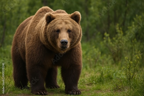 Majestic brown bear in forest