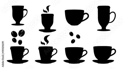 Wallpaper Mural set of coffee silhouette vector on tranparent background Torontodigital.ca